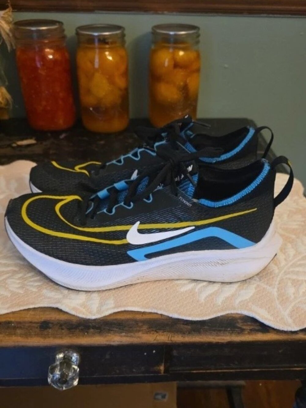 Men Nike Zoom Fly 4 Running Shoes Black Chlorine Blue Comfort CT2392-003 Size 8